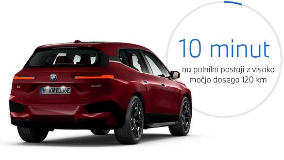 BMW iX, i20, električni SUV, BMW iX xDrive50, javno polnjenje BMW iX, i20, 2021, električni SUV, BMW iX xDrive50, barva Aventurin Red, polnjenje na javni visokozmogljivi polnilni postaji