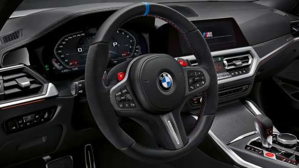 Volan Pro M Performance, BMW M4 Coupé, G82, 2020 BMW M4 Coupé, G82, 2020 M, pogled od blizu na volan Pro M Performance, notranjost