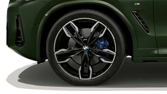BMW X3 M40i, M40d, G01, LCI, osvežitev 2021, 21-palčna M lita alu. platišča Double-spoke 718 M BMW X3 M40i, M40d, G01, LCI, osvežitev 2021, kovinska barva Malachite Green, 21-palčna M lita alu. platišča Double-spoke 718 M