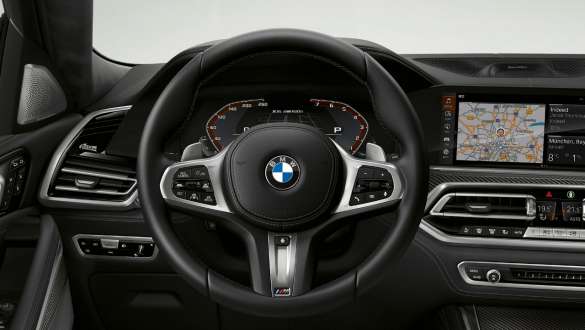 BMW X6 M50i, G06, M usnjen volan, pogled od blizu, notranjost BMW X6 M50i, M50d, G06, 2018, SUV, notranjost, M usnjen volan, pogled od blizu