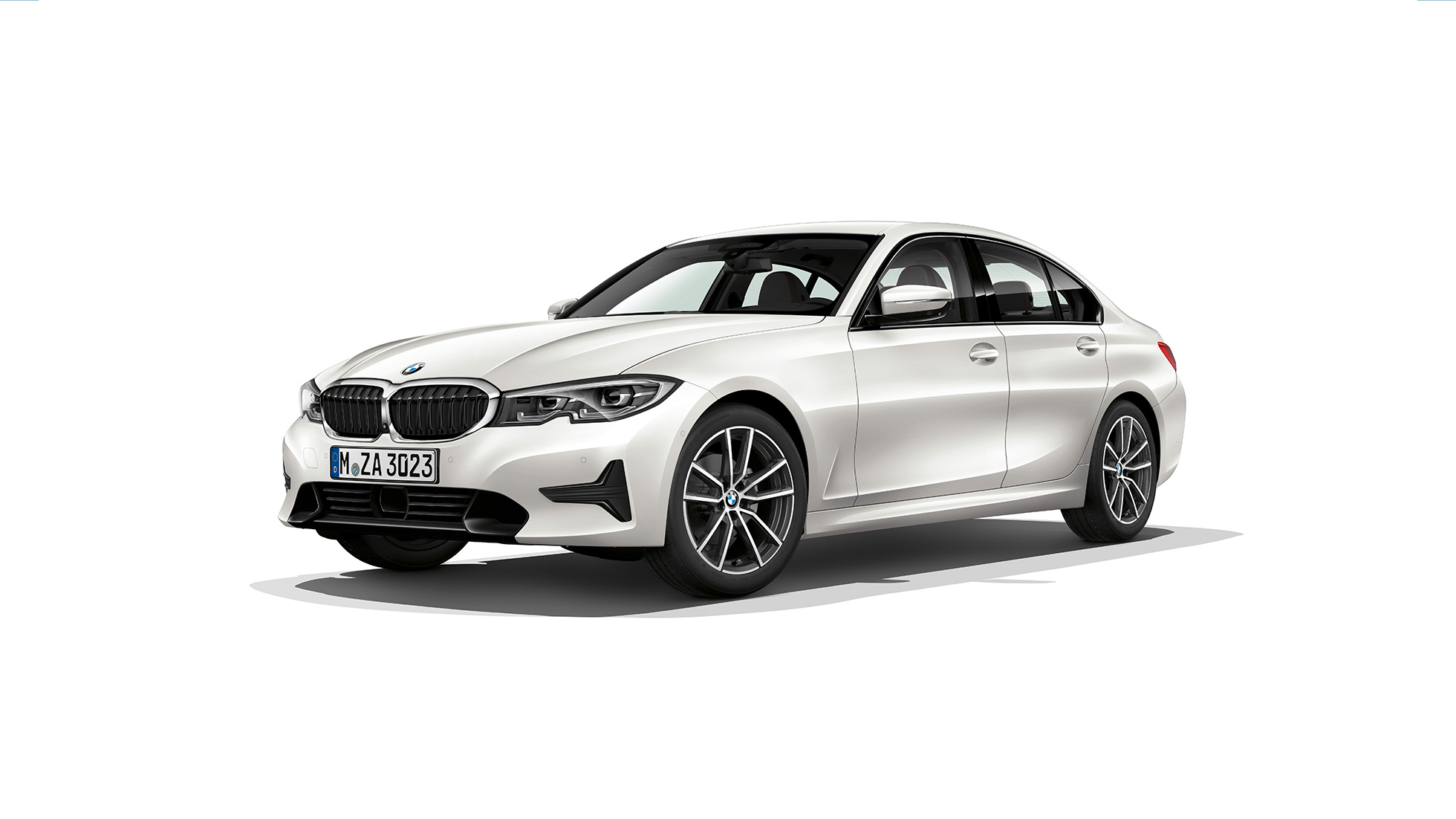 BMW serije 3 Limuzina, model Sport Line. Mirujoč posnetek od strani BMW serije 3 Limuzina kot modela Sport Line.