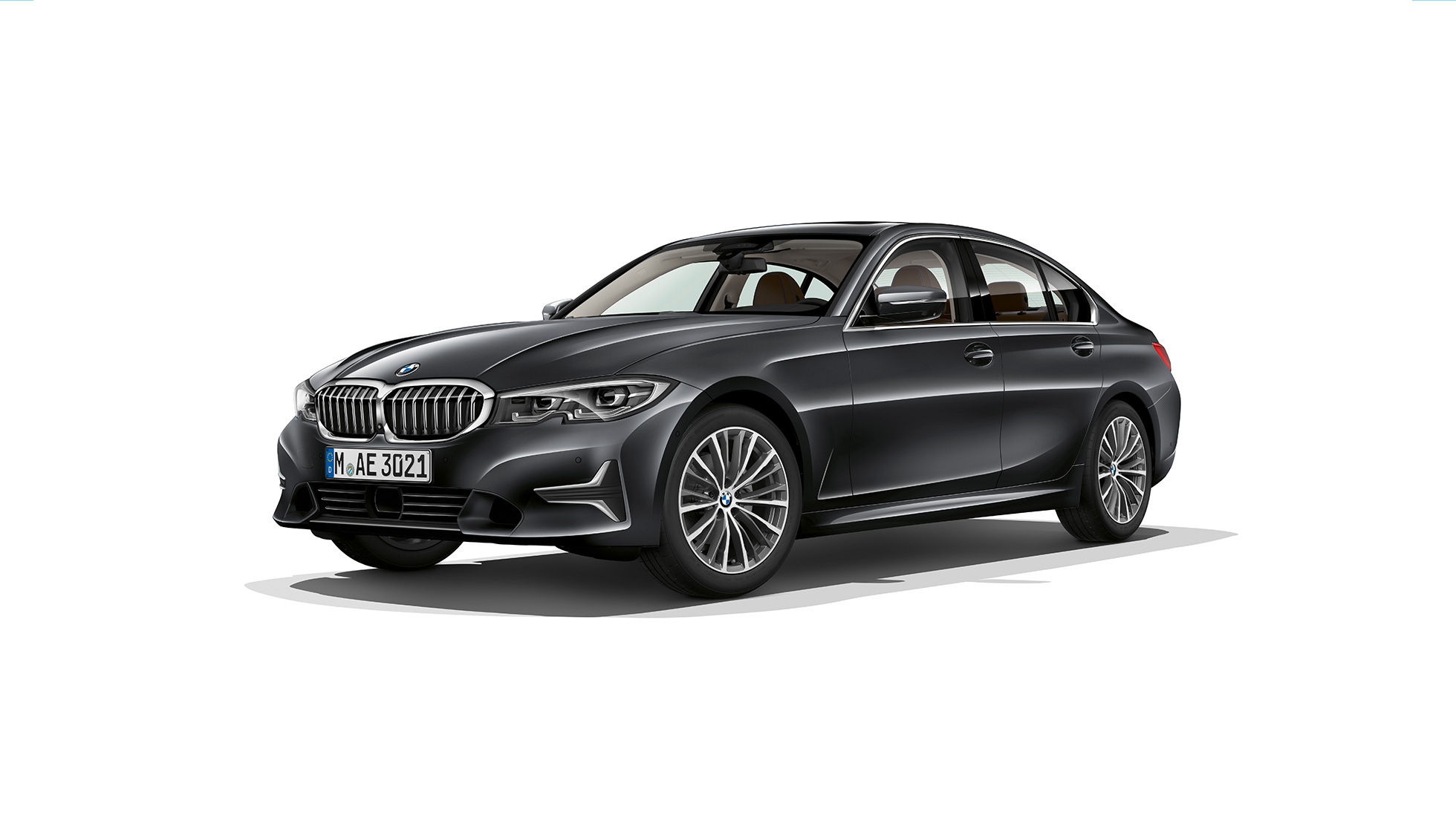 BMW serije 3 Limuzina, model Luxury Line. Mirujoč posnetek od strani BMW serije 3 Limuzina kot modela Luxury Line.