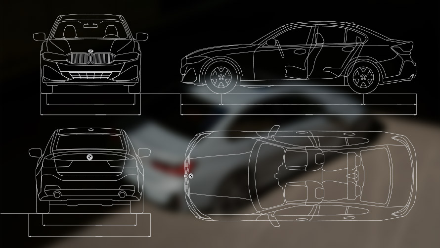 BMW serije 3 Limuzina, LCI, G20, tehnični podatki, skica BMW serije 3 Limuzina, LCI, G20, tehnični podatki, skica