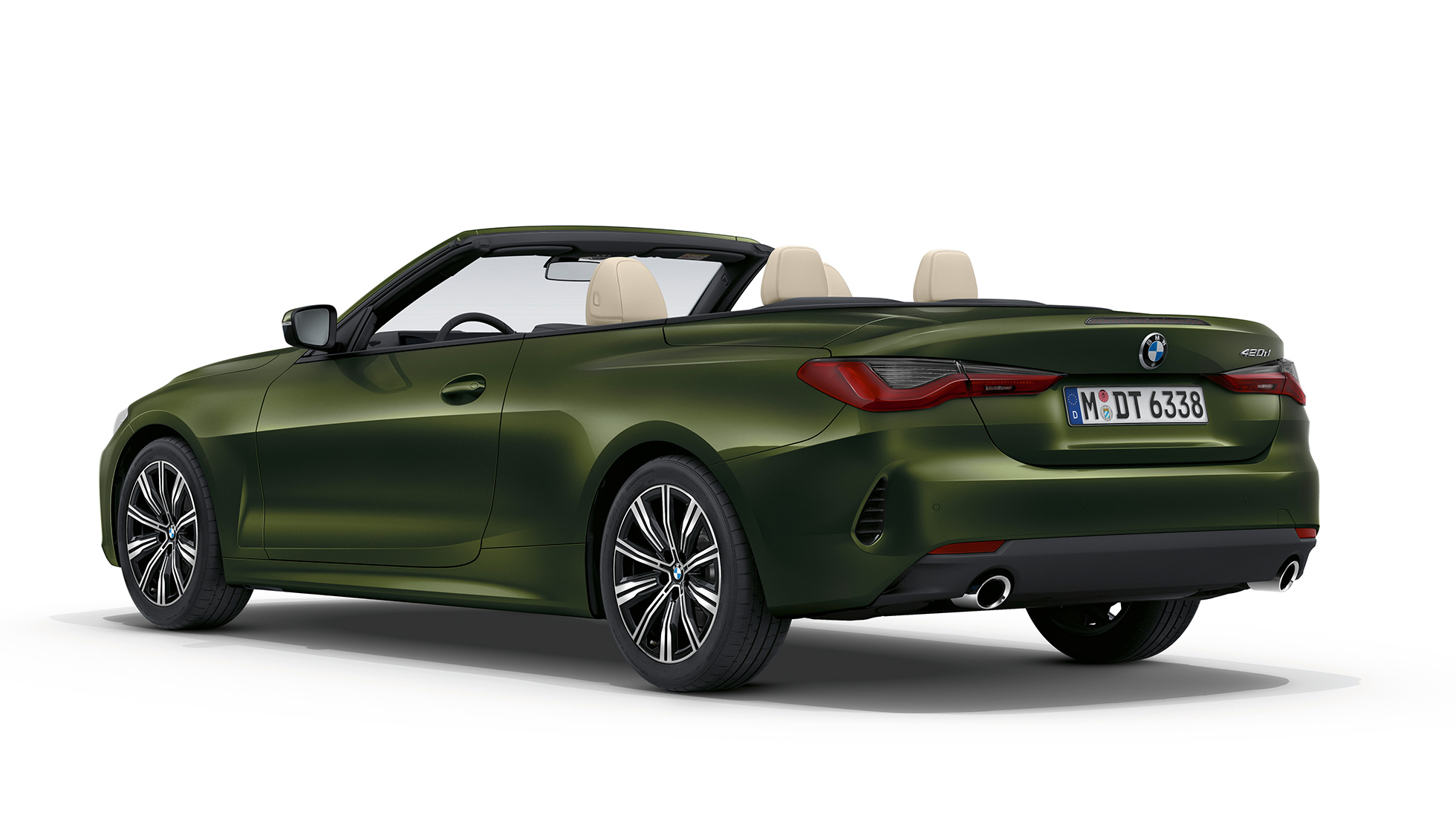 Zadek, BMW serije 4 Cabrio, model Base, G23, 2020 BMW serije 4 Cabrio, G23, 2020, model Base, kovinska barva Bluestone, tričetrtinski pogled od zadaj