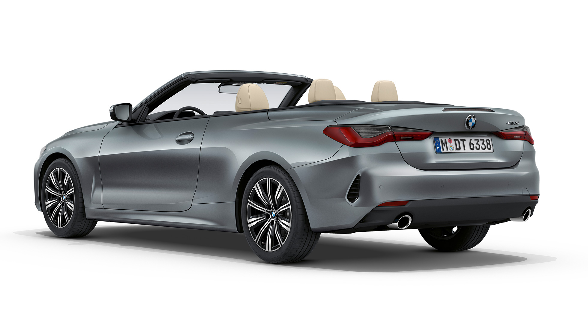 Zadek, BMW serije 4 Cabrio, model Base, G23, 2020 BMW serije 4 Cabrio, G23, 2020, model Base, kovinska barva Bluestone, tričetrtinski pogled od zadaj