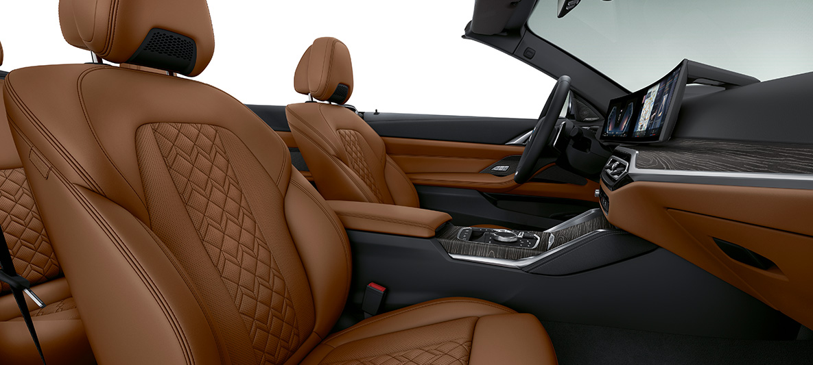 Oblazinjenje BMW Individual iz usnja Merino v barvi Tartufo, BMW serije 4 Cabrio, Individual, 2020, G23, notranjost Oblazinjenje BMW Individual iz usnja Merino v barvi Tartufo, BMW serije 4 Cabrio, Individual, G23, 2020, notranjost