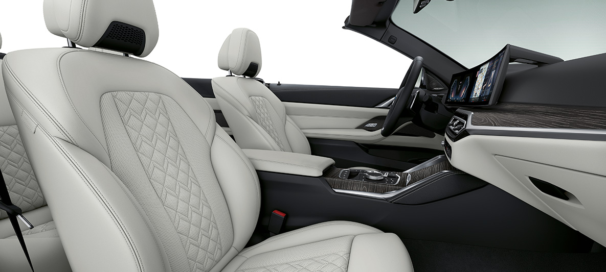 Oblazinjenje BMW Individual iz usnja Merino v barvi Ivory White, BMW serije 4 Cabrio, Individual, G23, 2020, notranjost Oblazinjenje BMW Individual iz usnja Merino v barvi Ivory White, BMW serije 4 Cabrio, Individual, G23, 2020, notranjost, kokpit