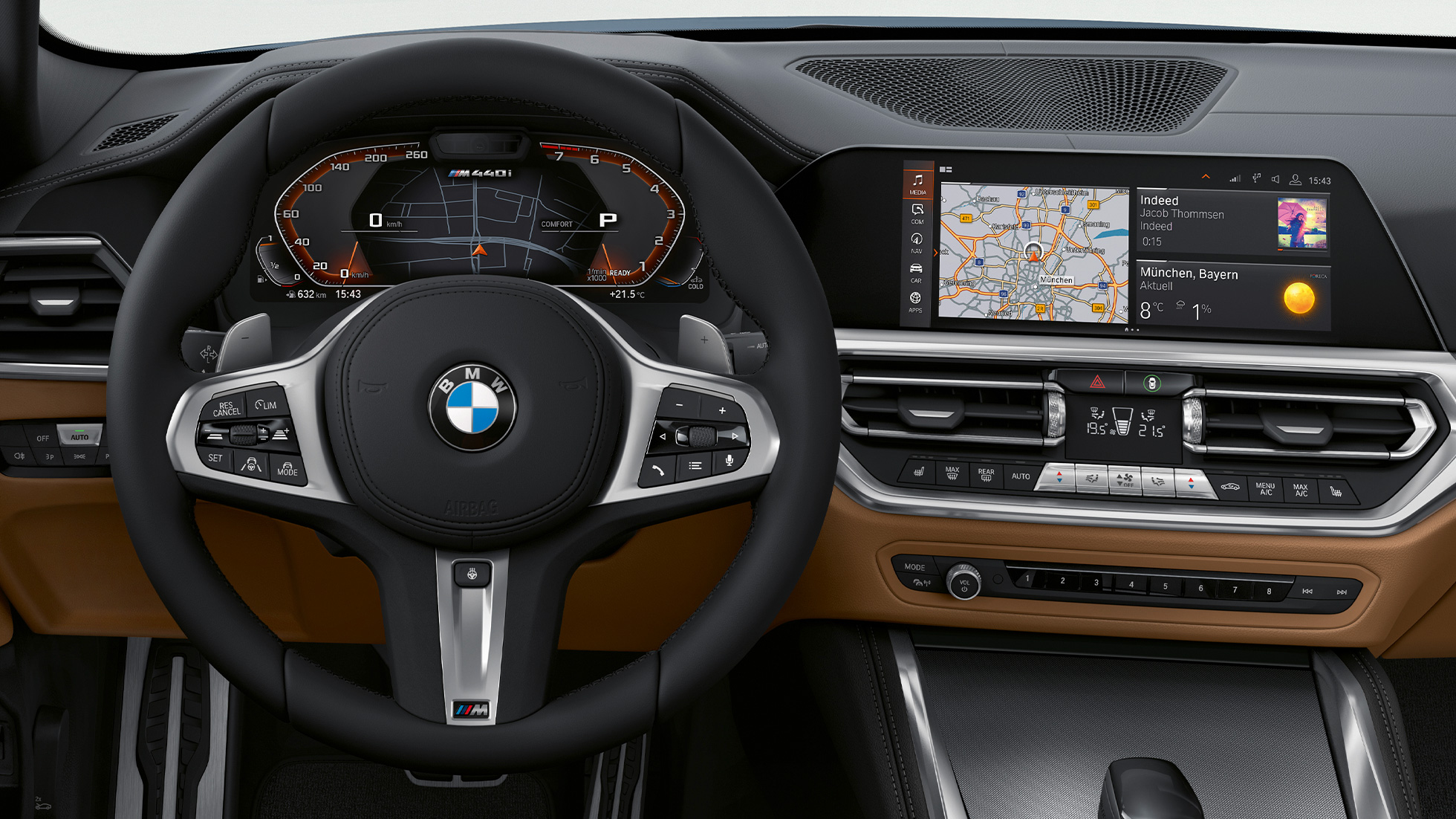 Volan in glasovni asistent v BMW serije 4 Coupé G22 BMW serije 4 Coupé, G22, 2020, notranjost, volan in glasovni asistent
