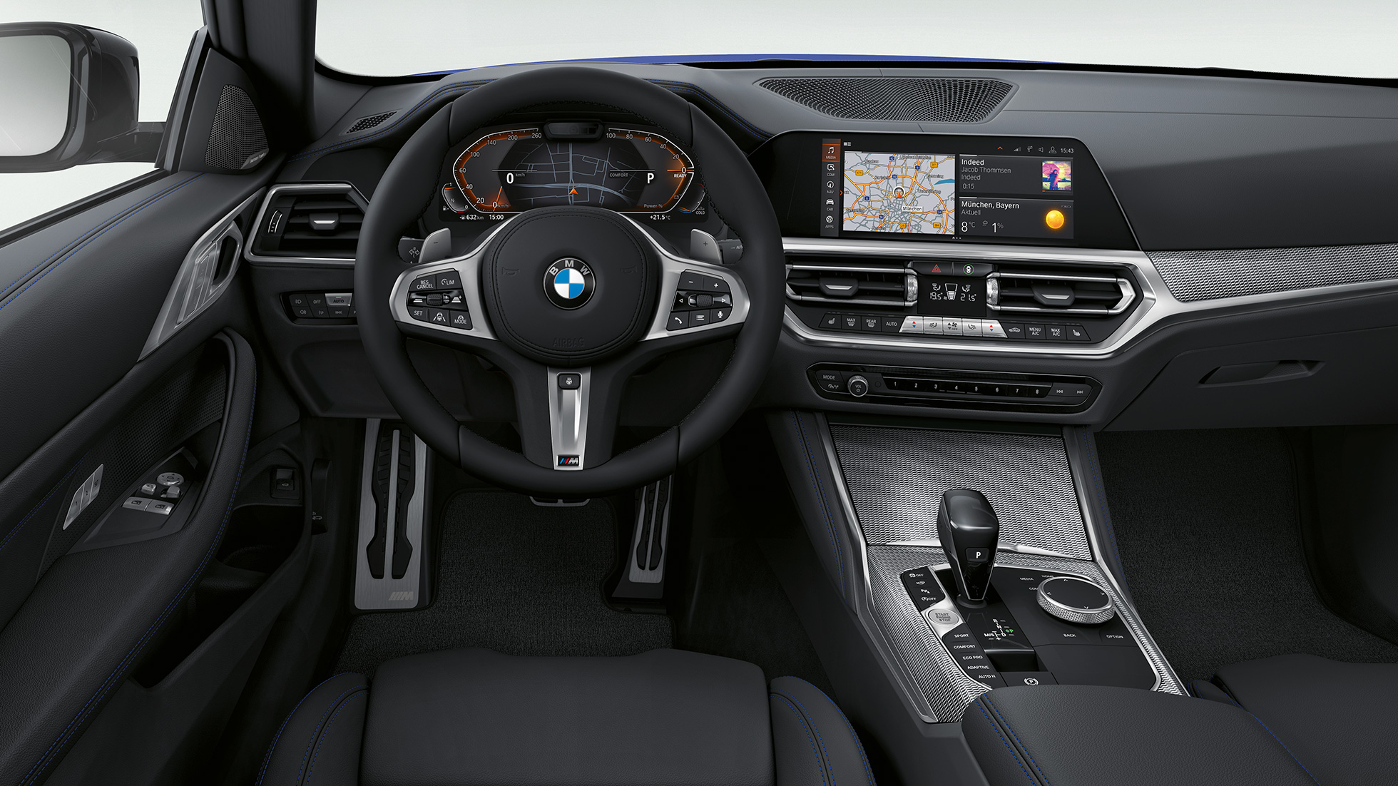 Oblazinjenje v BMW serije 4 Coupé, paket M Sport, G22, 2020 Oblazinjenje v ekskluzivnem usnju, BMW serije 4 Coupé, G22, 2020, paket M Sport, notranjost