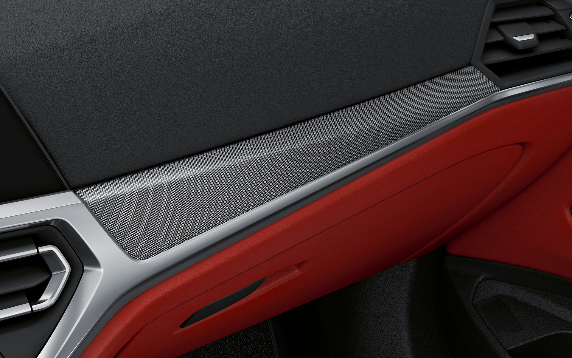 BMW serije 4 Coupé, BMW Individual, G22, 2020, notranjost, notranje obloge Aluminium Fabric visokega sijaja BMW serije 4 Coupé, BMW Individual, G22, 2020, notranjost, notranje obloge BMW Individual Aluminium Fabric visokega sijaja s poudarki zaključkov Pearl Chrome