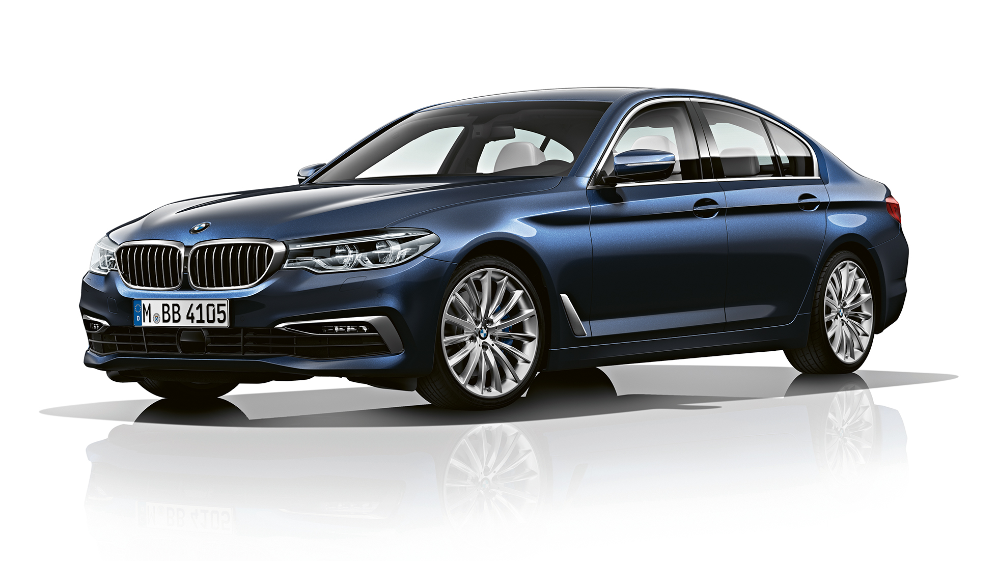 Luxury Line, tričetrtinski pogled od spredaj, BMW serije 5 Limuzina Luxury Line, BMW serije 5 Limuzina, 540d Limuzina G30, kovinska barva Imperial Blue Brilliant Effect, tričetrtinski pogled od spredaj