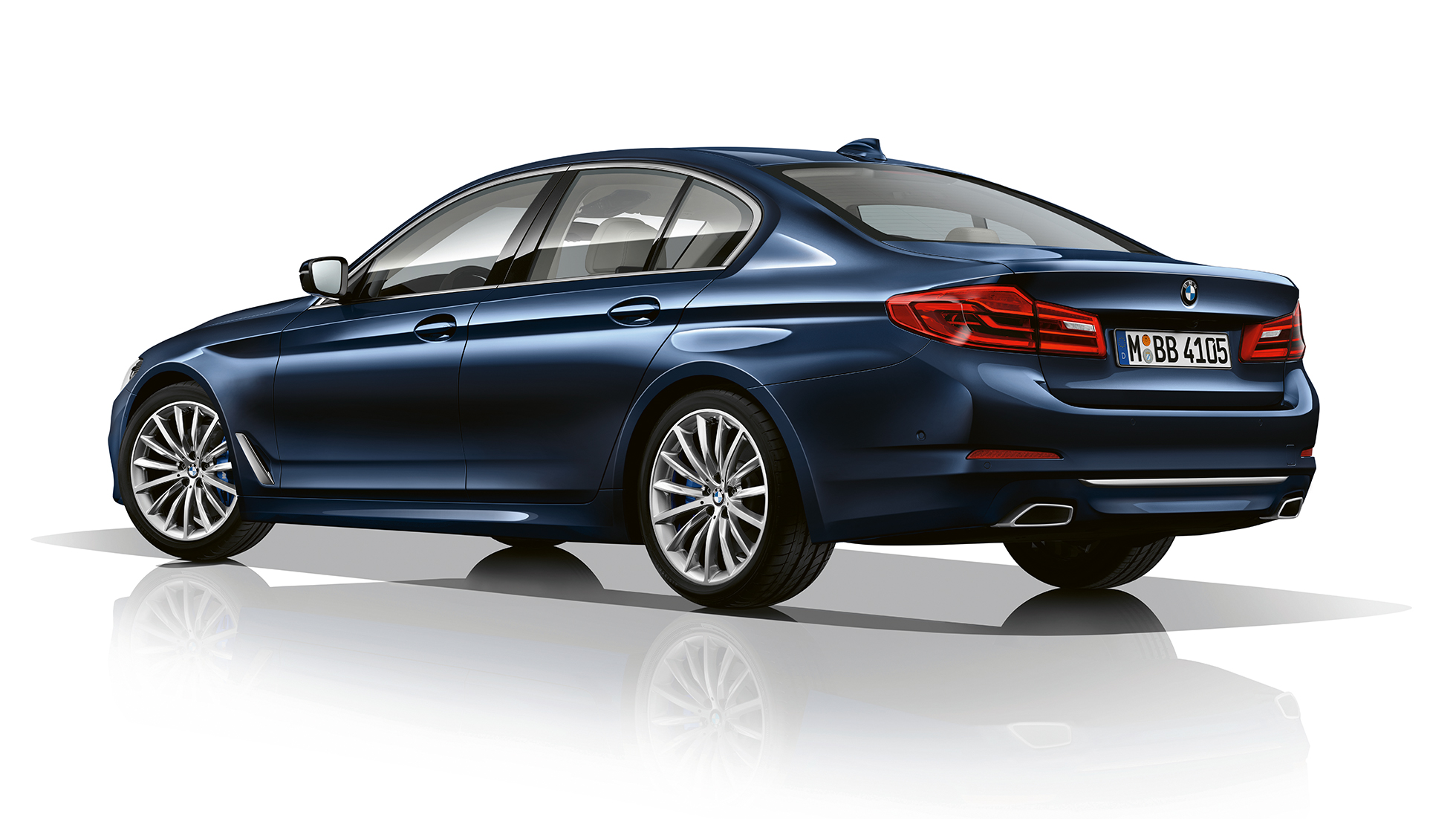 Luxury Line, tričetrtinski pogled od zadaj, BMW serije 5 Limuzina Luxury Line, BMW serije 5 Limuzina, 540d Limuzina G30 , kovinska barva Imperial Blue Brilliant Effect, tričetrtinski pogled od zadaj