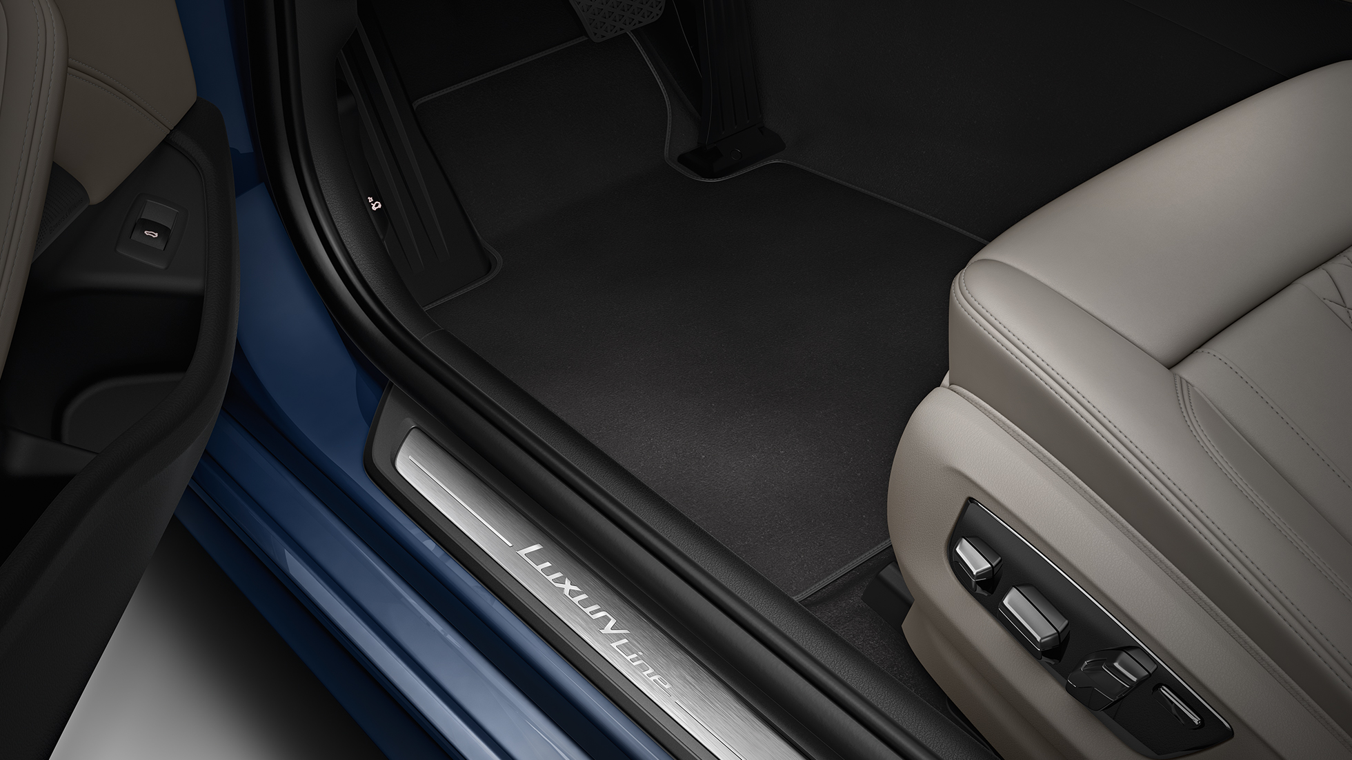 Notranjost Luxury Line, BMW serije 5 Limuzina Luxury Line, BMW serije 5 Limuzina, 540d Limuzina G30 , kovinska barva Imperial Blue Brilliant Effect, notranjost