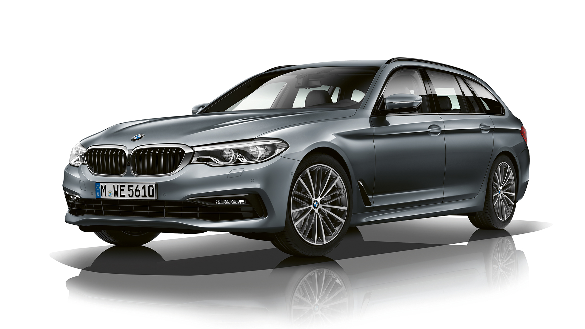 Sport Line, tričetrtinski pogled od spredaj, BMW serije 5 Touring Sport Line, BMW serije 5 Touring, 520d Touring G31, kovinska barva Bluestone, tričetrtinski pogled od spredaj