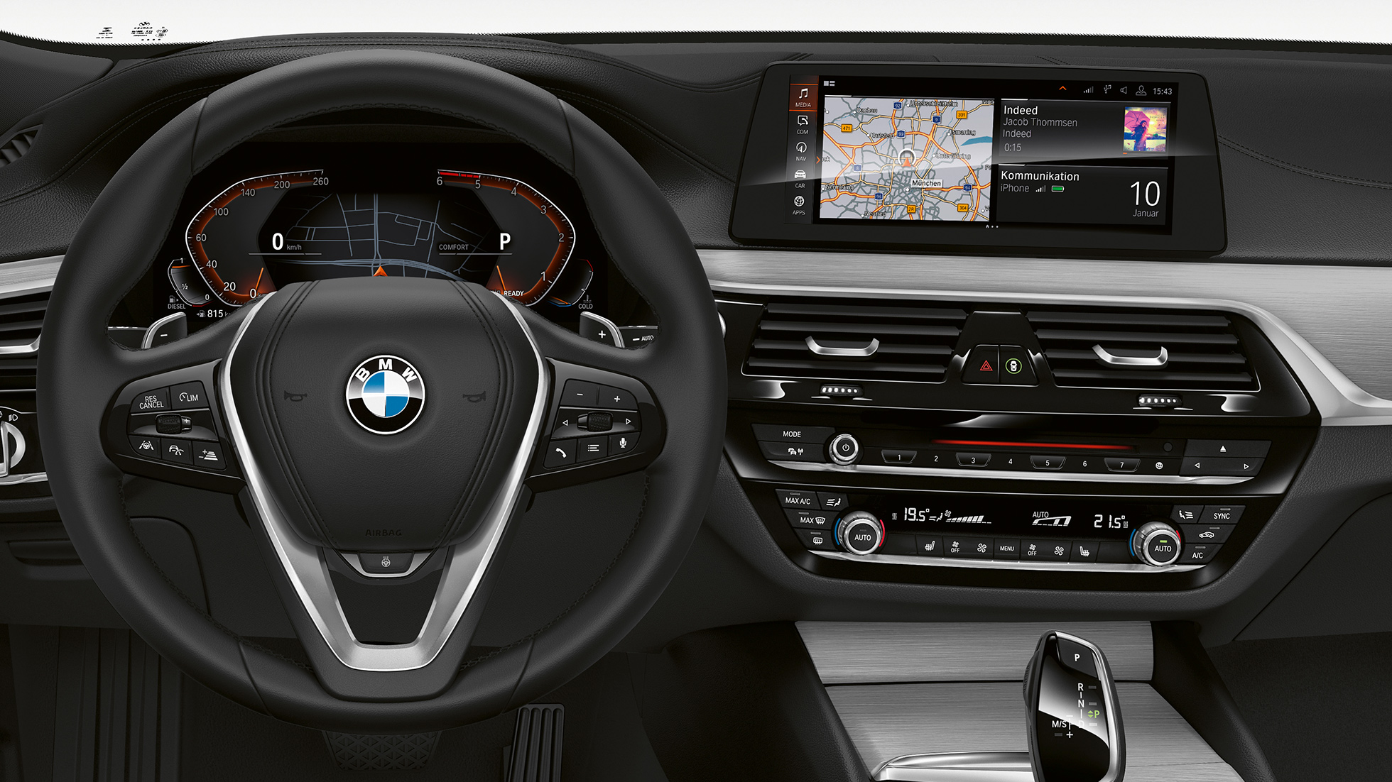 BMW serije 6 Gran Turismo G32, Sport Line, kokpit Notranje obloge v črni barvi visokega sijaja v BMW serije 6 Gran Turismo G32 2017, Sport Line, kokpit