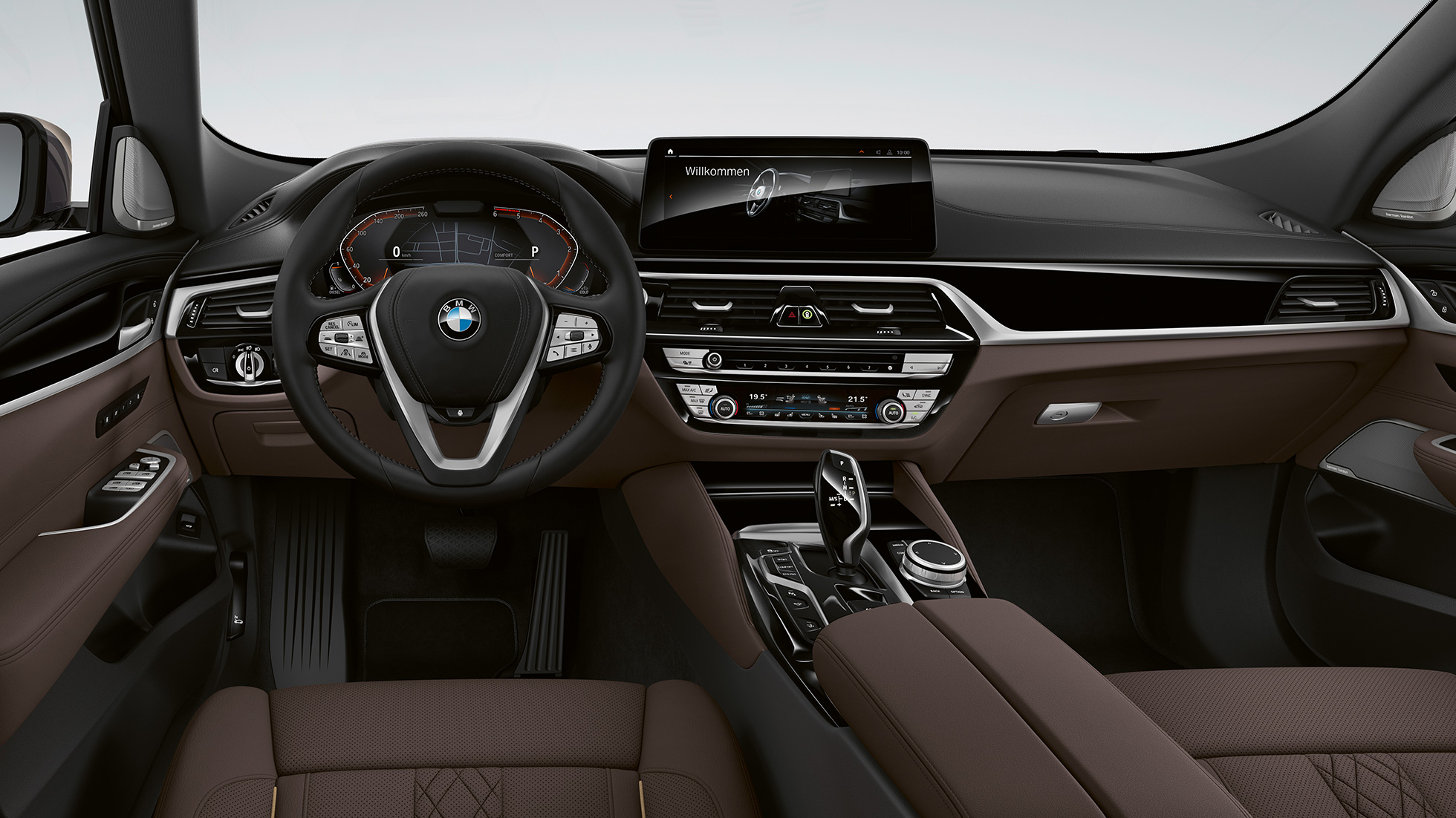 Kokpit v BMW serije 6 Gran Turismo, Luxury Line, G32, 2020 BMW serije 6 Gran Turismo, G32, 640d xDrive, 2020, Luxury Line, ekskluzivno usnje Nappa v barvi Mocha, notranjost