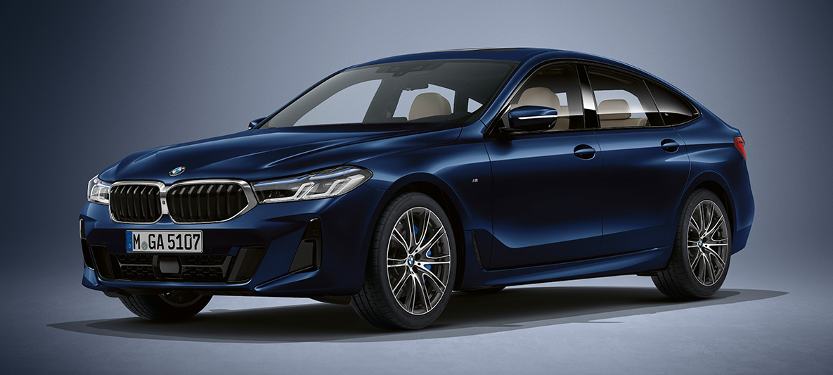 Lakiranje BMW Individual v kovinski barvi Tansanite Blue za BMW serije 6 Gran Turismo, G32, 2020 Lakiranje BMW Individual v kovinski barvi Tansanite Blue za BMW serije 6 Gran Turismo, G32, 2020, tričetrtinski pogled od spredaj med mirovanjem