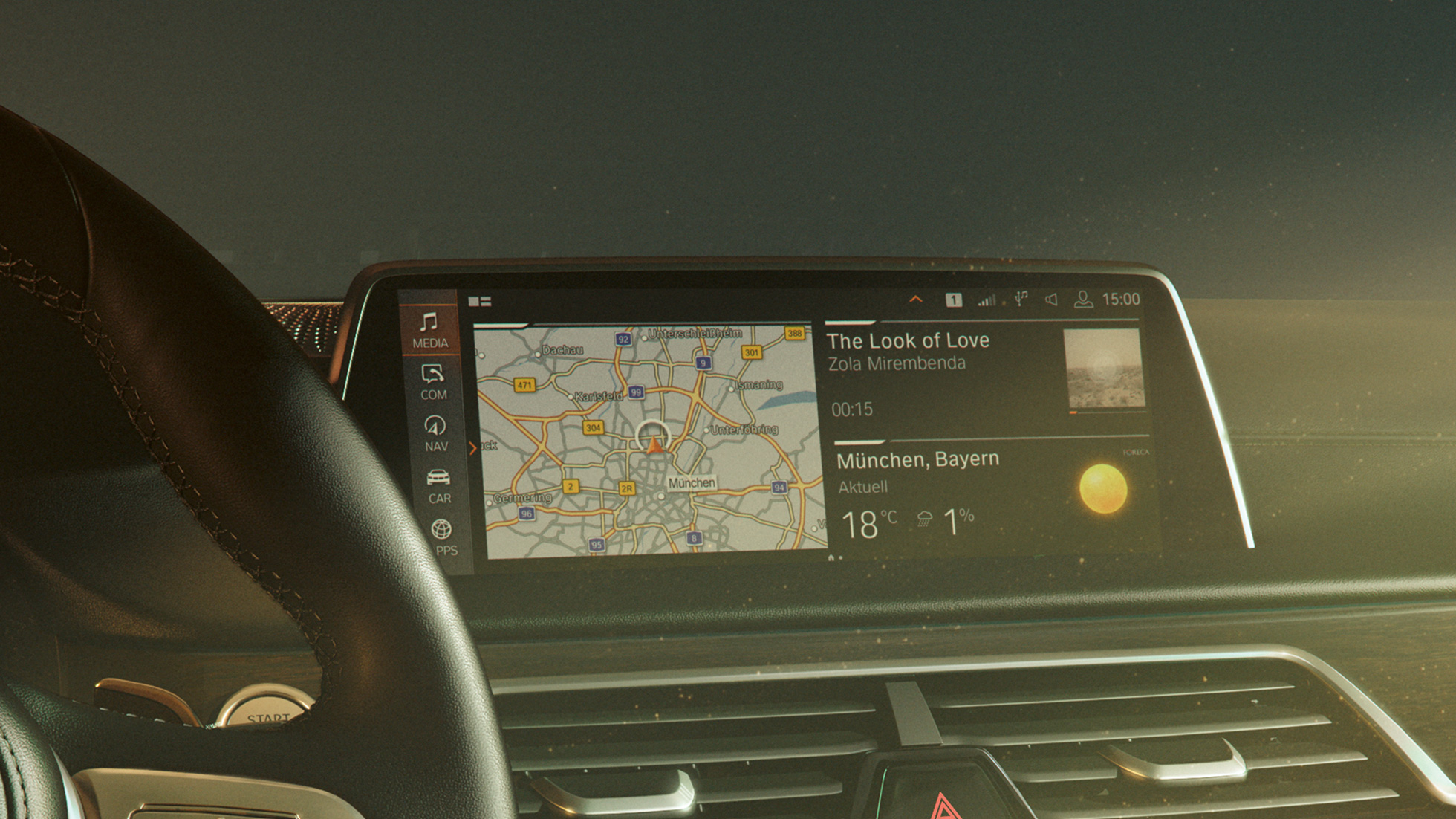 BMW Operating System 7.0 BMW serije 7 Limuzina: Operacijski sistem BMW Operating System 7.0 na nadzornem zaslonu