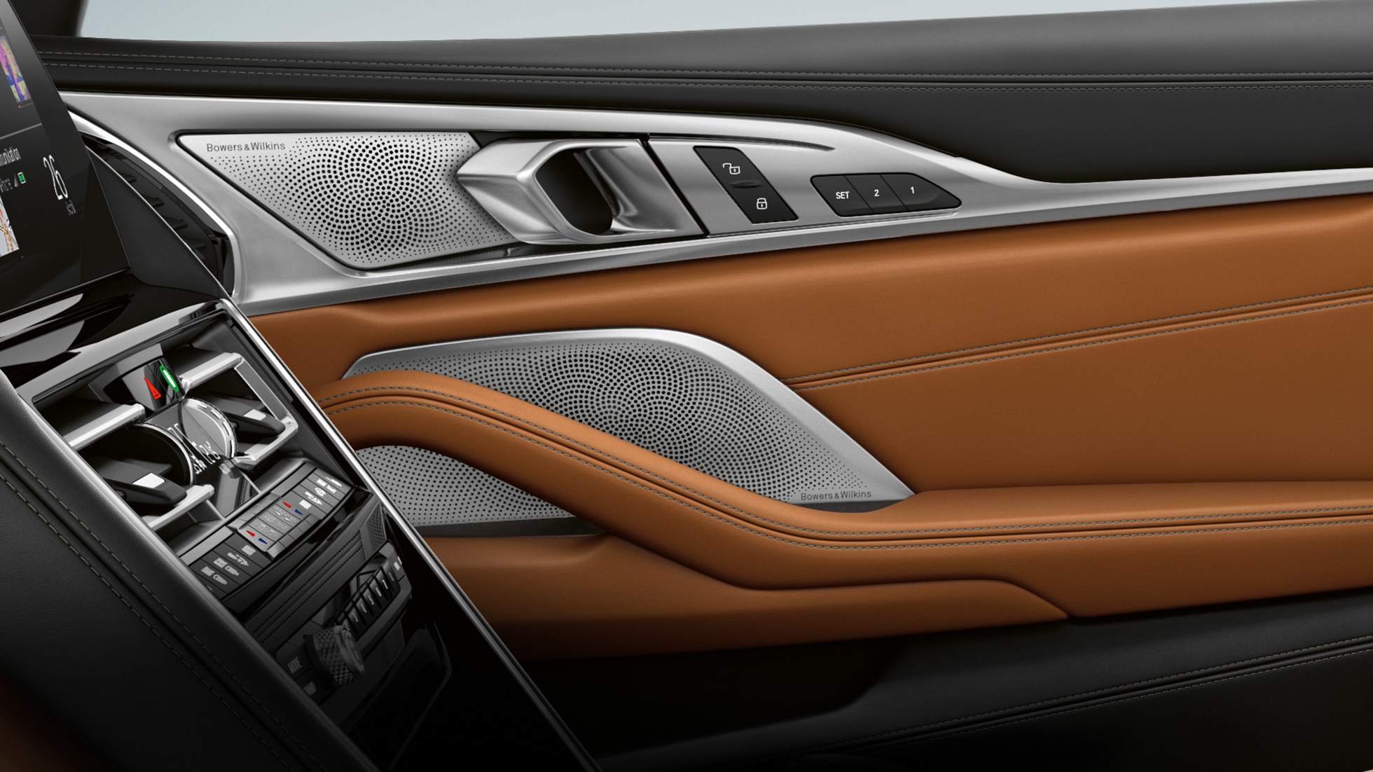 BMW M850i xDrive, notranjost, zvočni sistem s prostorskim zvokom Bowers & Wilkins Diamond. BMW M850i xDrive, notranjost, zvočni sistem s prostorskim zvokom Bowers & Wilkins Diamond.