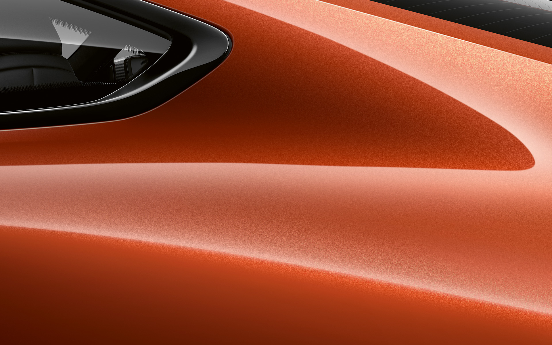 BMW serije 8 Coupé, posnetek od blizu C-stebrička Posnetek od blizu C-stebrička BMW serije 8 Coupé v kovinski barvi Sunset Orange.