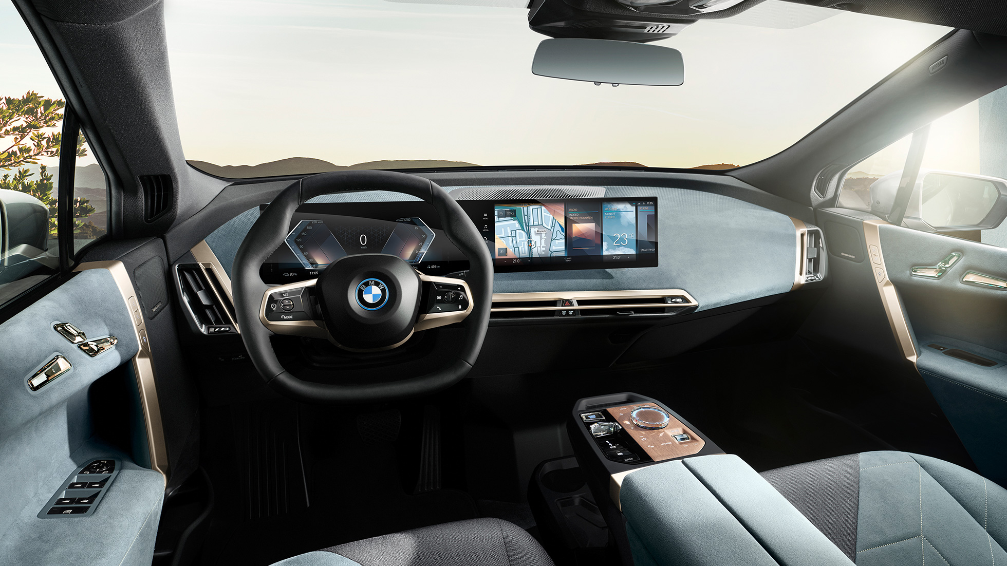 BMW iX, kokpit, notranjost BMW iX, i20, kokpit, notranjost