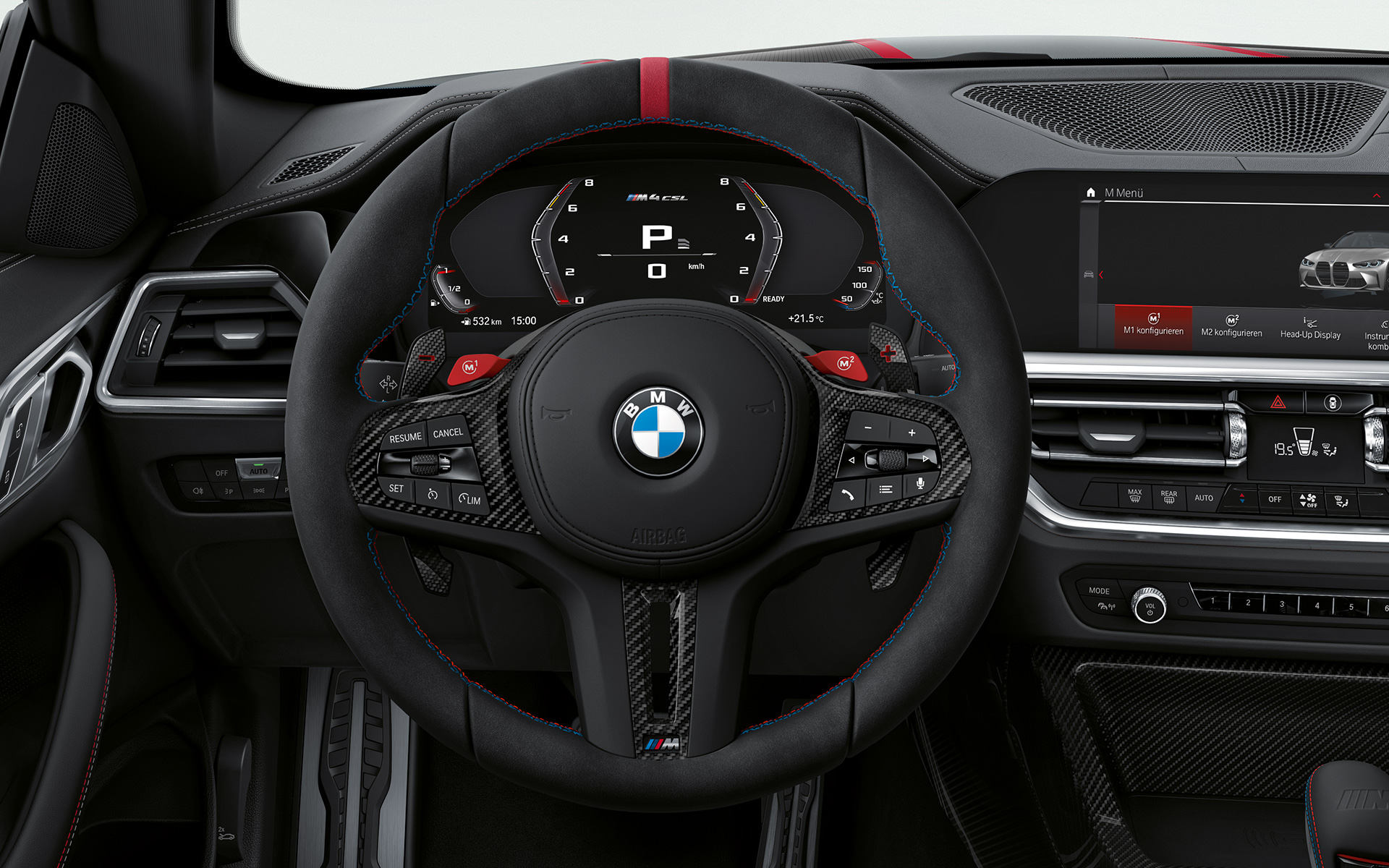 BMW M4 CSL, G82, M volan iz Alcantare BMW M4 CSL, G82, notranjost, M volan iz Alcantare