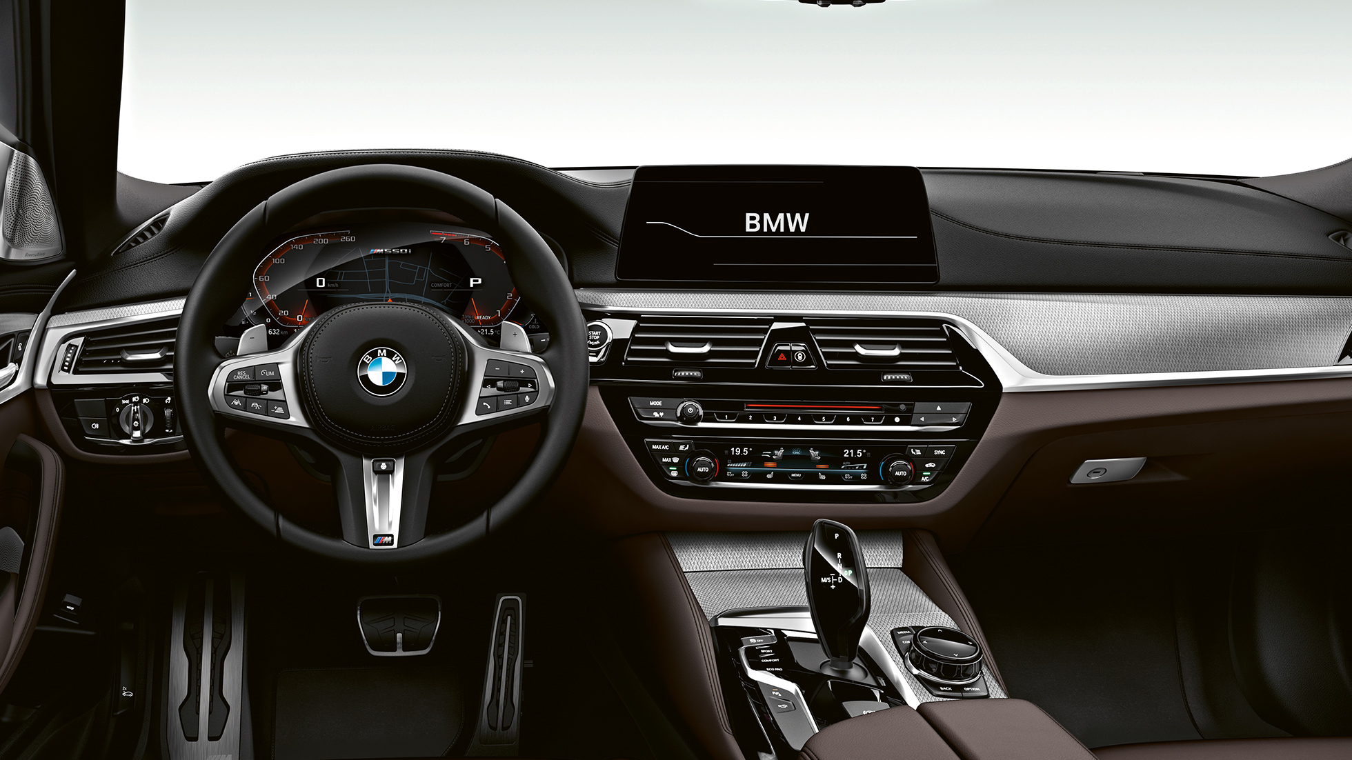 Kokpit. Oblika kokpita BMW M550i in BMW M550d.