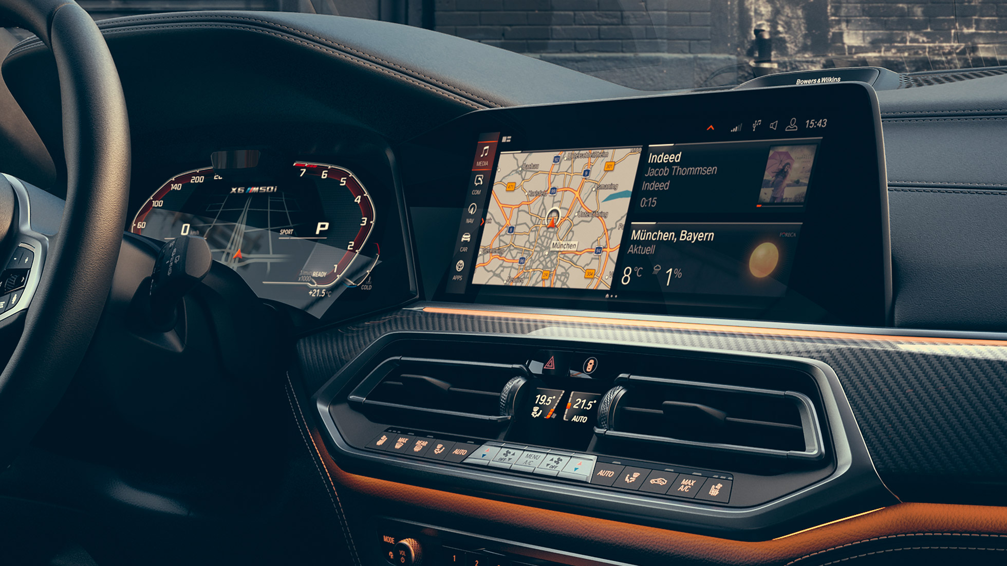 BMW X6 M50i, kokpit BMW X6 M50i, kokpit, usmerjen k vozniku.