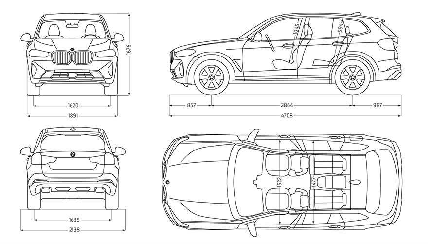 BMW X3 G01 tehnični podatki skica BMW X3 G01 tehnični podatki skica