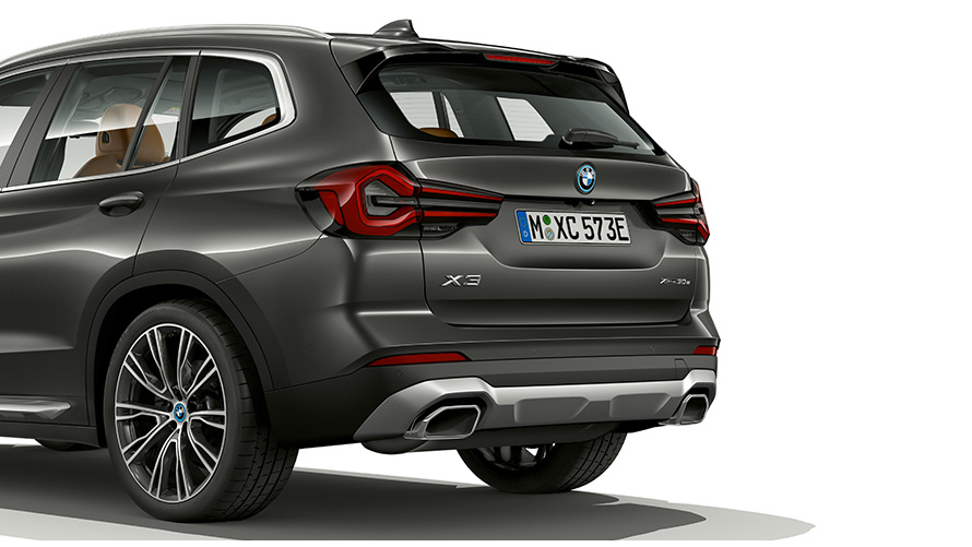 BMW X3, G01, 2021, barva Sophisto Grey, oblika zadka BMW X3, G01, 2021, barva Sophisto Grey, pogled od blizu na obliko zadka