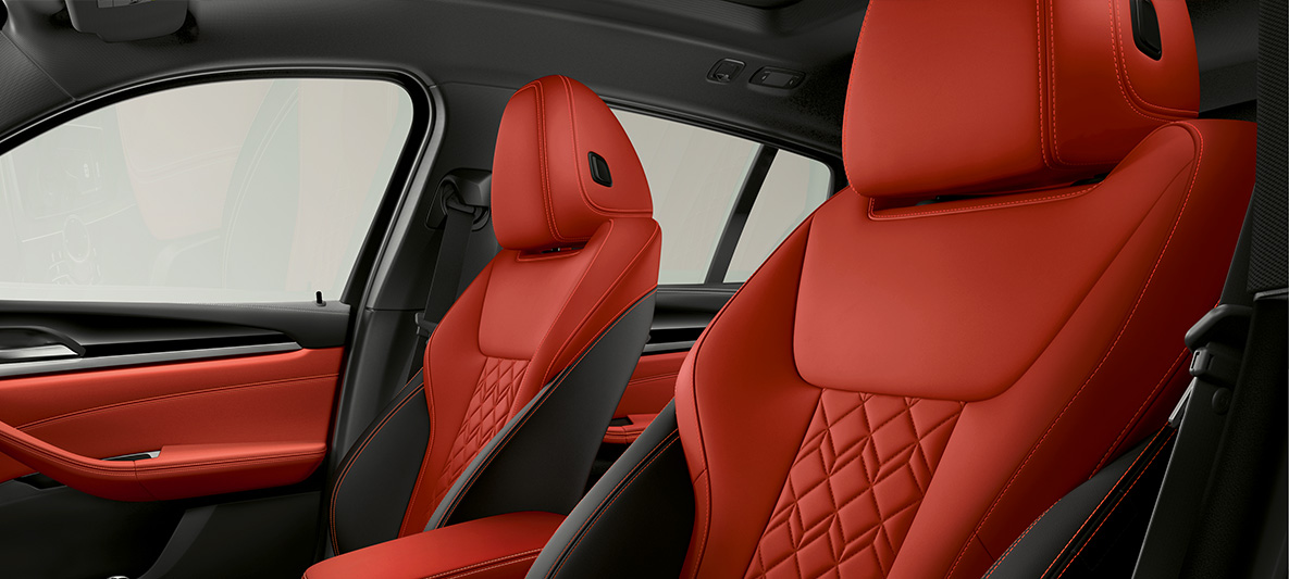 Razširjeno oblazinjenje BMW Individual iz usnja Merino v barvi Fiona Red/Black v BMW X4 Razširjeno oblazinjenje BMW Individual iz usnja Merino v barvi Fiona Red/Black v BMW X4 G02 2018, notranjost
