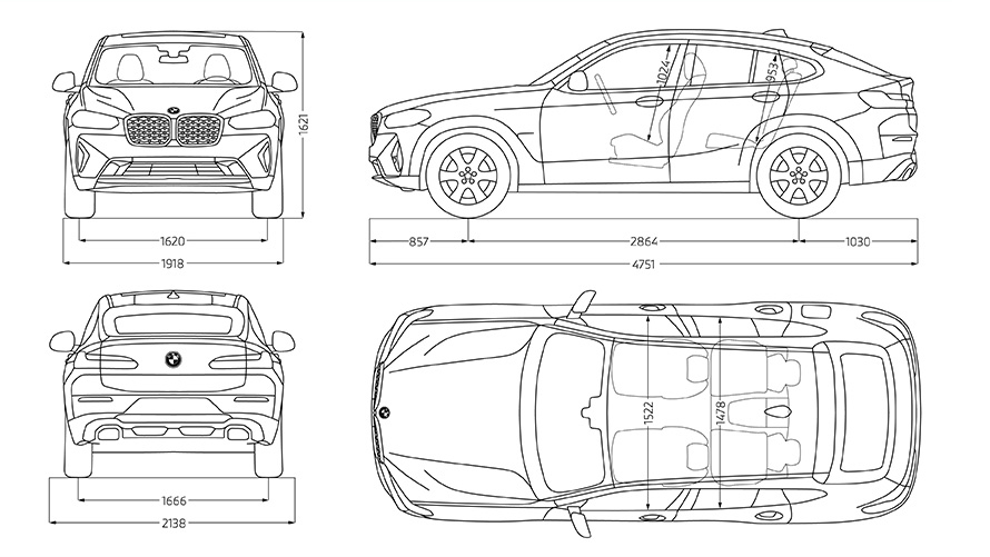 BMW X4 G02 tehnični podatki skica BMW X4 G02 tehnični podatki skica
