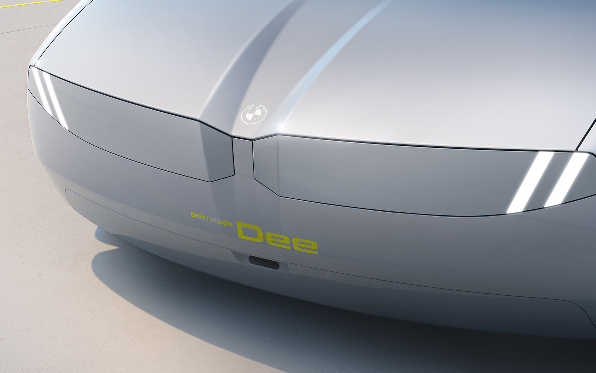 BMW i Vision Dee, konceptno vozilo, oblika zunanjosti, pogled od spredaj Žarometi in ledvička BMW tvorijo enotno grafično površino.
