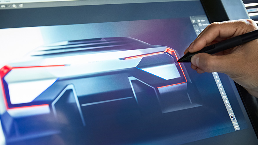 BMW Vision M NEXT, zunanjost BMW Vision M NEXT, razvoj, zunanjost, oblikovanje, pogled od zadaj, skica