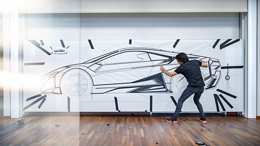 BMW Vision M NEXT, zunanjost BMW Vision M NEXT, razvoj, zunanjost, oblikovanje, stranski pogled, skica