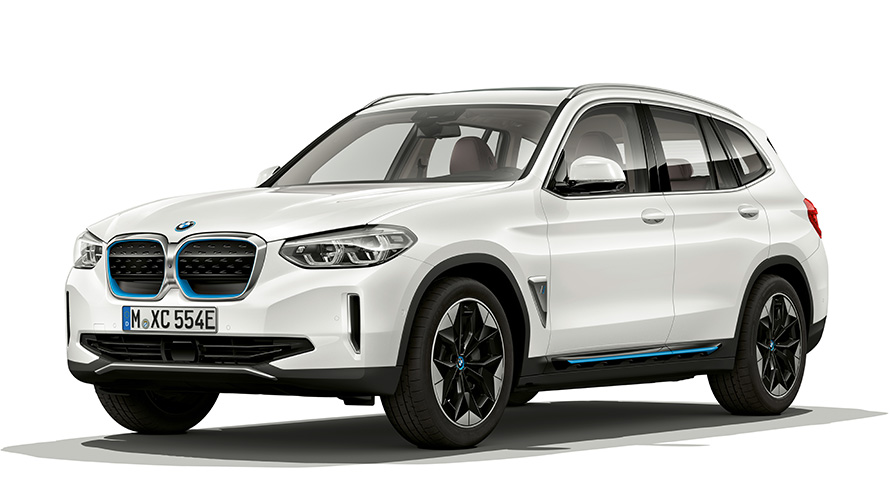 BMW iX3, studijski posnetek BMW iX3, studijski posnetek, tričetrtinski pogled od spredaj