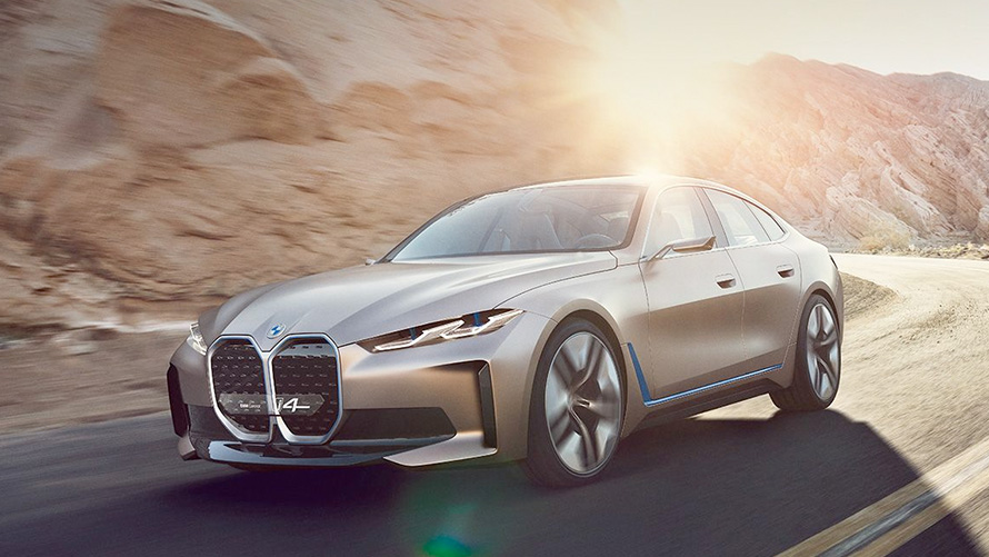 BMW Concept i4 BMW Concept i4, tričetrtinski pogled od spredaj