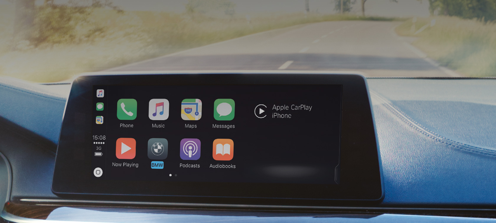 Integracija pametnega telefona z Apple CarPlay® Meni za integracijo pametnega telefona z Apple CarPlay® na nadzornem prikazovalniku BMW ConnectedDrive