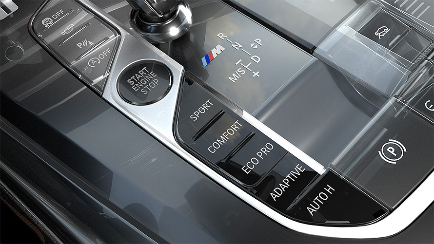 Stikalo za uravnavanje vozne dinamike BMW Povečava stikala za uravnavanje vozne dinamike BMW z načinom ECO PRO v BMW X5.